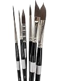 Trekell Onyx Watercolor Paint Brush Set - Assorted Professional Paint Brushes for Oil Paint, Fluid Acrylic, and Gouache - 6" Brush Handles, 6 Piece Set