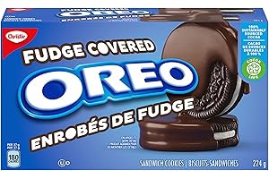 Oreo Fudge Covered Sandwich Cookies Chocolate Sandwich Cookies, 224 g, Baked in Canada