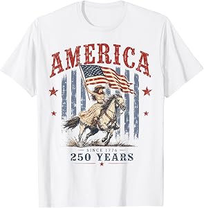 America 250 Years Patriotic Cowgirl 4th July for Girl Women T-Shirt