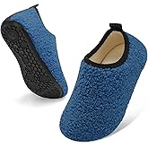 QFH Toddler Slippers Boys Girls Indoor Comfy Slippers Kids Barefoot Walking Shoes with Soft Velvet Lining Winter Warm Sock Shoes