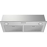 FIREGAS Range Hood 28 Inch, 450 CFM Built-in Kitchen Hood | Stainless Steel Vent Hood, 3-Speed Fan, 2 LED Lights, Push-Button Control, Ducted/Ductless Convertible, Easy to Install