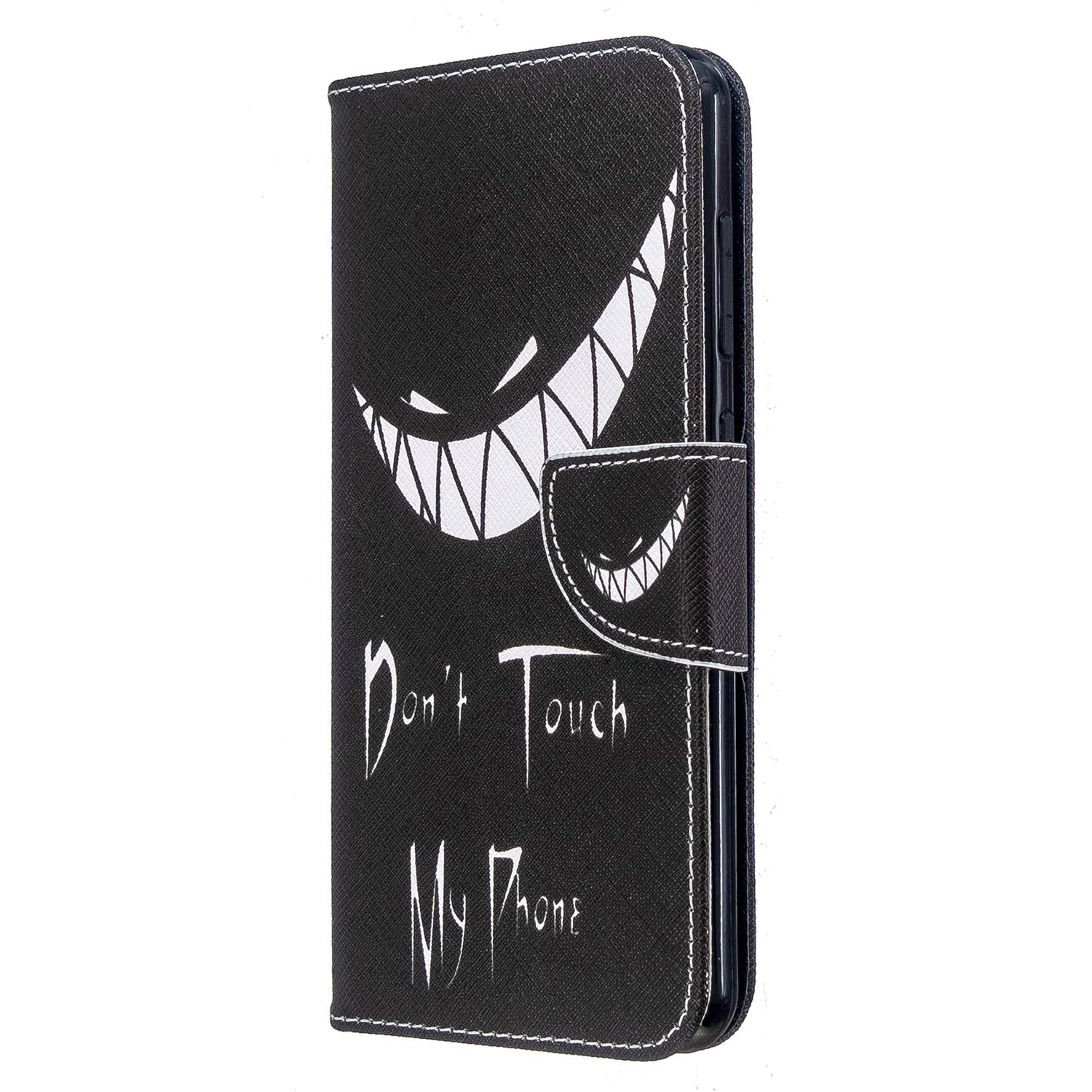 Samsung A21S Case Leather Flip Shockproof, Phone Case for Samsung Galaxy A21S with Magnetic Closure Stand Card Holder Money Pouch Folio Soft TPU Bumper Protective Cover, Dont Touch My Phone