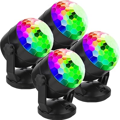 [Pack of 4] CATPOWER Remote Battery Powered Portable Party Lights RGB Disco Ball