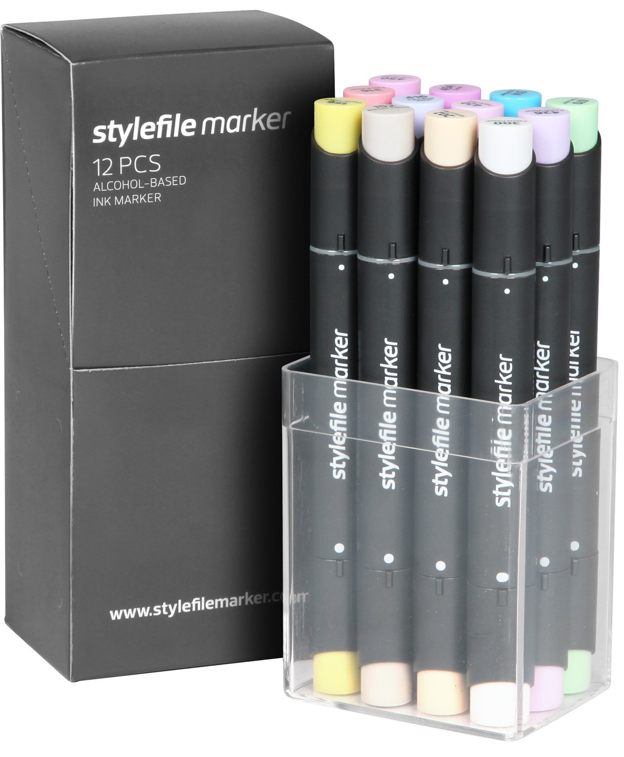 Stylefile Marker Set of 12-Pastel Set, Blue/Purple/Violet/Yellow