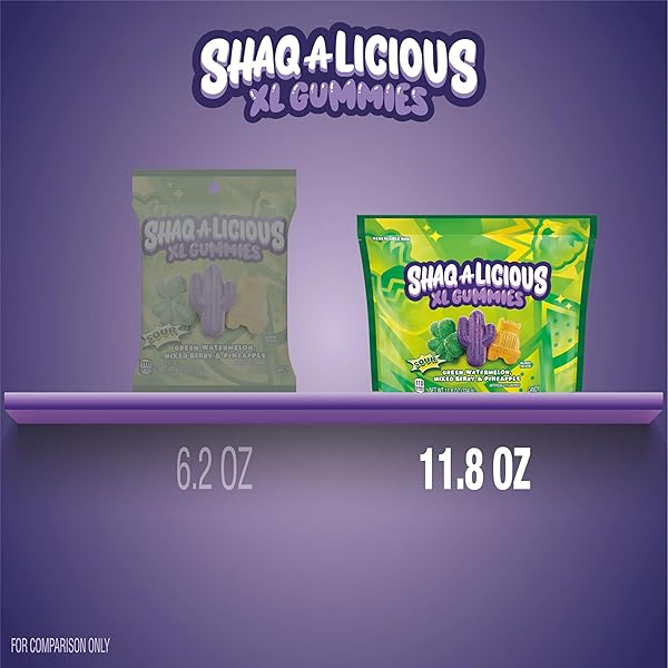 SHAQ-A-LICIOUS XL GUMMIES SOUR CHEWY, CANDY BAG, 11.8 OZ