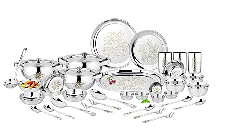 Classic Essentials Stainless Steel Glory Dinner Set, Silver