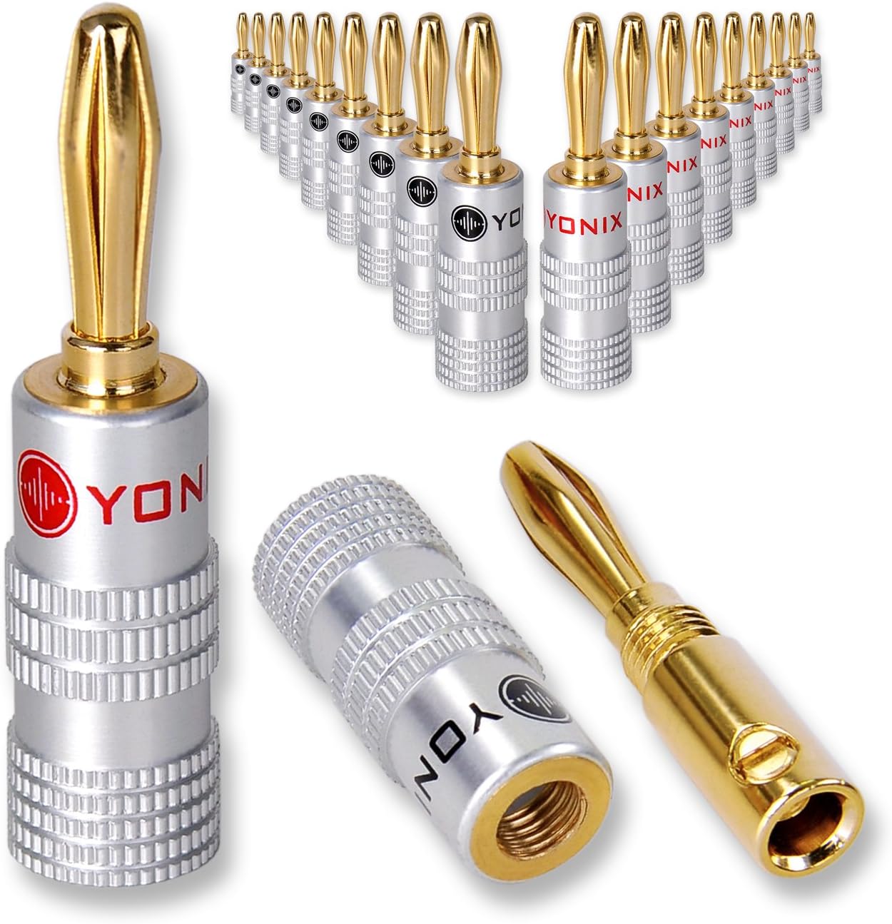 High End Yonix Banana Plugs 24 K GoldPlated for Cables Amazon.co.uk