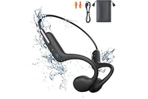 LAOZINIU Bone Conduction Headphones, Wireless Open-Ear Headphones, Bluetooth 5.3 with Mic - MP3 Play Built-in 32GB Memory, IPX8 Waterproof Sports Headphones for Gym Workout Swimming Running Cycling, Black