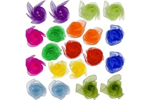Lolakee Square Juggling Silk Dance Scarves for Kids 20 Pcs Music Scarves Dance Scarf Play Scarve for Children Movement Magic Tricks Scarves Activity Performance Props Accessories(10 Colors,24 Inches)