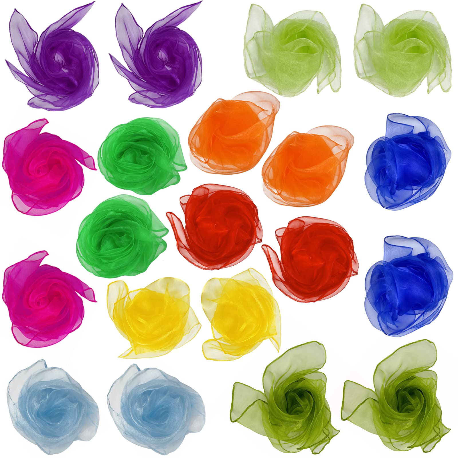Square Juggling Silk Dance Scarves for Kids 20 Pcs Music Scarves Dance Scarf Play Scarve for Children Movement Magic Tricks Scarves Activity Performance Props Accessories(10 Colors,24 Inches)