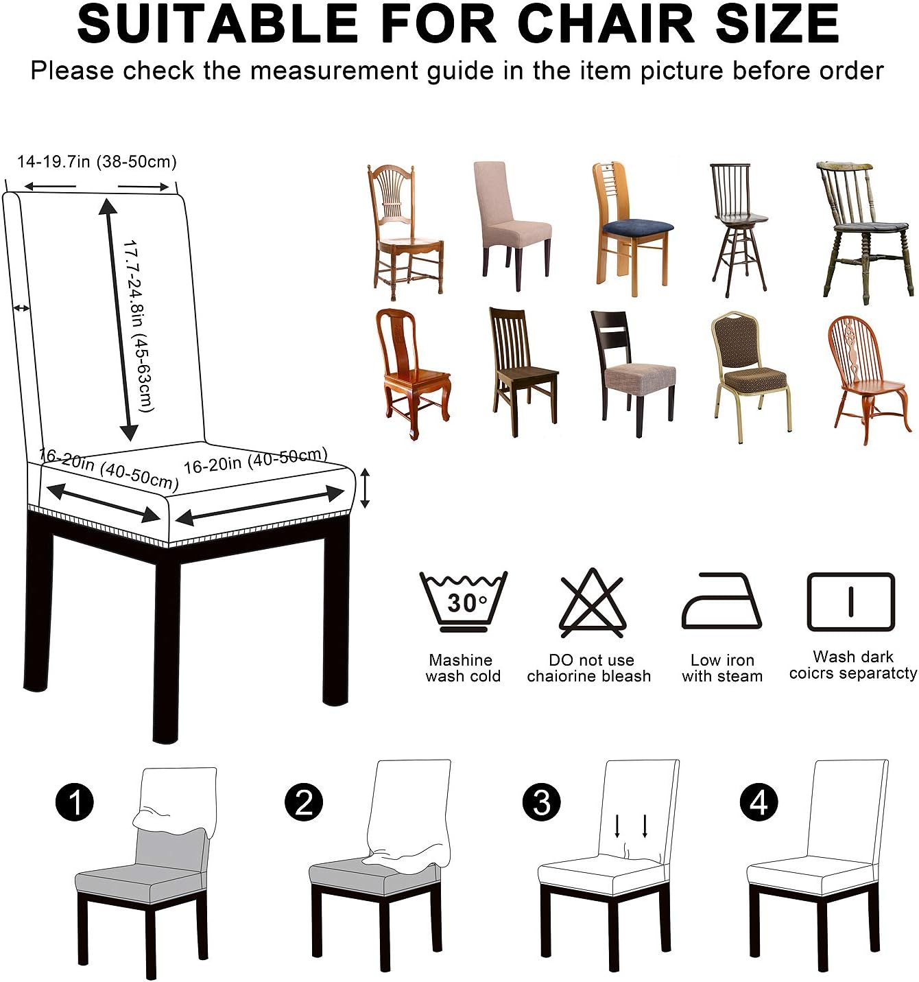 Christmas Dining Chair Covers, Spandex Stretch Removable Washable Dining Chair Protector Slipcovers, Parsons Chair Cover for Dining Room, Christmas Decoration for Home, Kitchen ,Wedding Party,Set of 4: Home & Kitchen