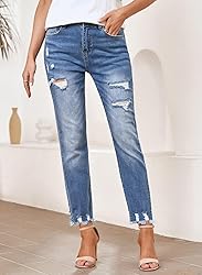 EVALESS Womens Jeans Stretchy High Waisted Pull On