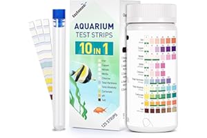 SaySummer Aquarium Test Strips for Saltwater Tank: 10-in-1 125 Counts Salt Water Aquarium Water Test Kit, Fish Tank Test Strips for Testing Salt Chlorine Copper Nitrate pH and More, AQSTTN24
