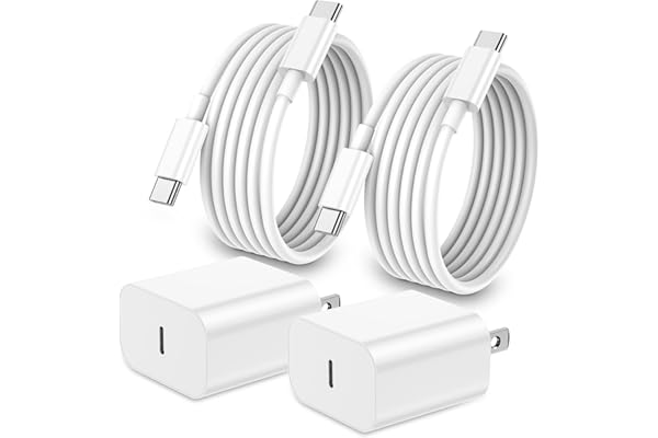 iPhone 17 16 15 Charger Fast Charging,2Pack 20W Apple iPad USB C Wall Chrager Block with 6FT USB C to C Cable for iPhone 17/P