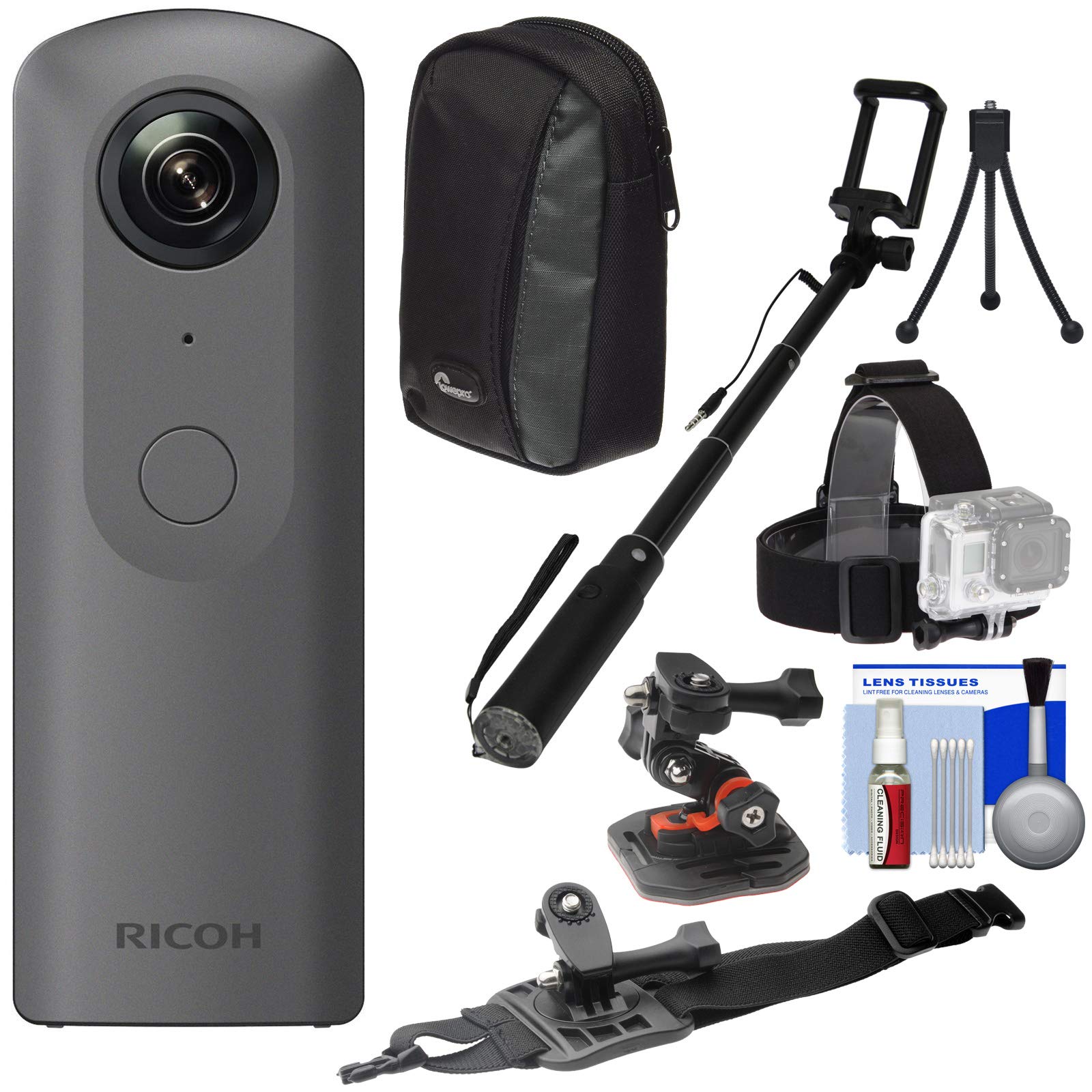 Ricoh Theta S 360 Degree Spherical Panorama Camera, Black Bundle With