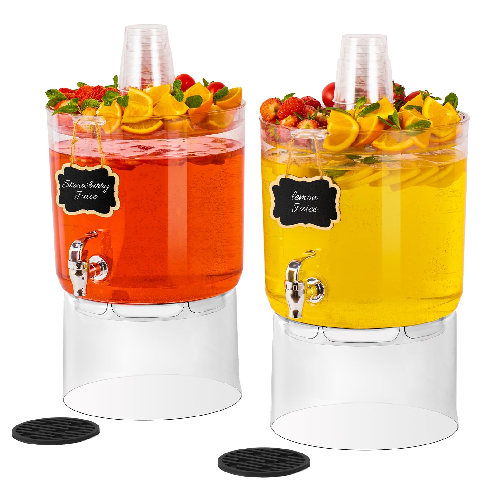 Photo 1 of 2 Gallon Beverage Dispenser for Parties 2 PACK, BPA-Free Drink Dispenser with No Drip Spigot, Juice Dispensers with Stand, Transparent Plastic Water Dispenser, Drink Fountains with Multi-Function Lid
