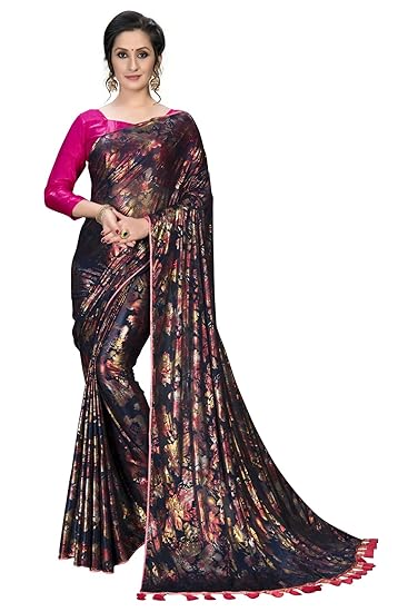 Women's Silk Blend Saree with Blouse Piece (PB-5141, Blue)