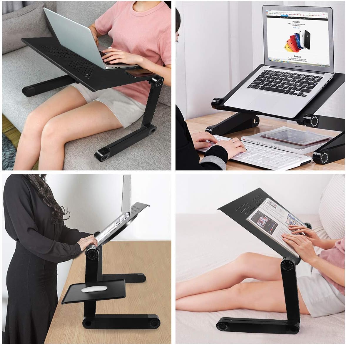 Adjustable Laptop Stand, Laptop Table for Bed/Recliner/Sofa- Birthday Gifts for Women, Man, Mom, Dad, Student, Friend- Couch Lap Top Desk, with Large Cooling Fan & Mouse Pad: Electronics