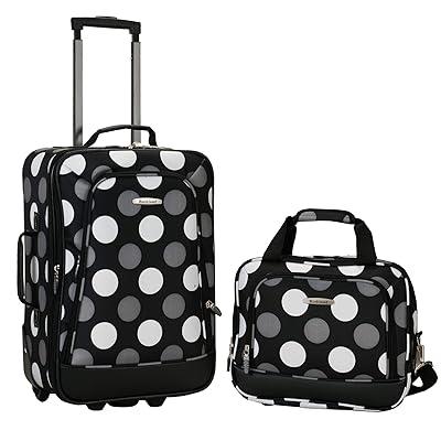 Rockland Luggage 2 Piece Printed Luggage Set, New Black Dot, Medium