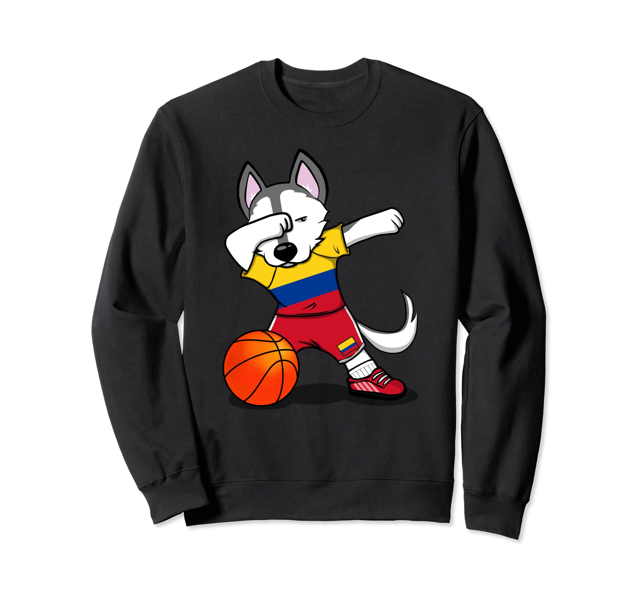 Dabbing Husky Colombia Basketball Fans Jersey Colombian Flag Sweatshirt