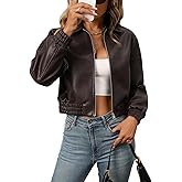 LY VAREY LIN Womens Faux Leather Jacket Baseball Collar Zip UP Streetwear Casual Coat