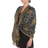 Sakkas Soft Silky Double Layer Jacquard Paisley Pashmina Shawl/Wrap/Scarf