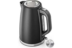 Paris Rhône Tea Kettle Electric, 1.7L Visual Water Window Stainless Steel Electric Kettle, 1500W BPA-Free Electric Kettles for Boiling Water, Auto Shut Off & Boil-Dry Protection, Black