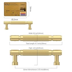 Amerdeco 10 Pack Brushed Gold knurled Cabinet Pulls