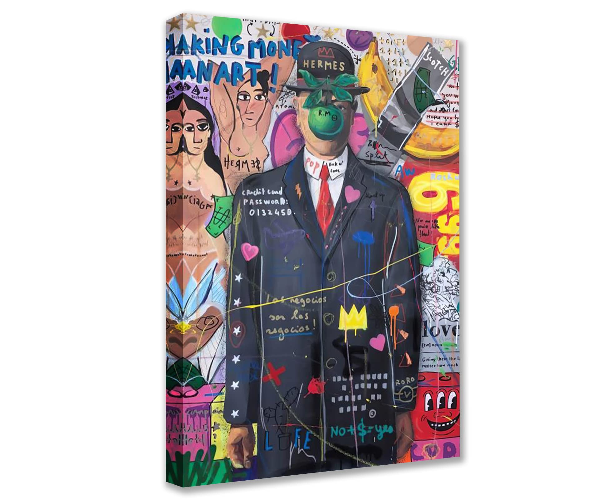 Office Decor for Men Modern Graffiti Pictures Abstract Colorful Paintings 1 Panel Canvas Street Pop Wall Art Funny Artwork Home Decor for Living Room Framed Stretched Ready to Hang 16x24inch