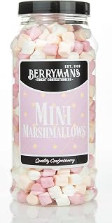 Berrymans Original Mini Mallows Mini Marshmallows Jar Retro Sweets Gift