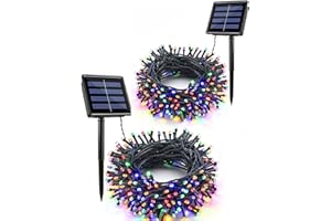 Flacchi 2 Pack Solar String Lights Each 72ft 200 LED 8 Modes Outdoor String Lights Waterproof Solar Fairy Lights for Garden, Patio, Fence, Balcony, Outdoors,Holiday Decoration