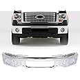 KUAFU Front Bumper Face Bar Compatible with 2009-2014 Ford F150 F-150 W/O Fog Light Holes Replacement for 9L3Z17757A FO1002412 Chrome Steel Silvery 3Pcs