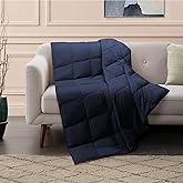 DAICO Lightweight Down Throw Blanket Feather Down Throw for Couch Sofa Soft Packable Down Blanket Throw for Indoor and Outdoor Use 50"x70" Navy Blanket