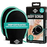 Dermasuri - Deep Exfoliating Glove for Shower - Scrubbing Mitt Body Scrubber Gloves - Korean Skin Cleaner Exfoliator - Dead Skin Buffing Treatment - Keratosis Pilaris Scrub Remover - (2 Pack)