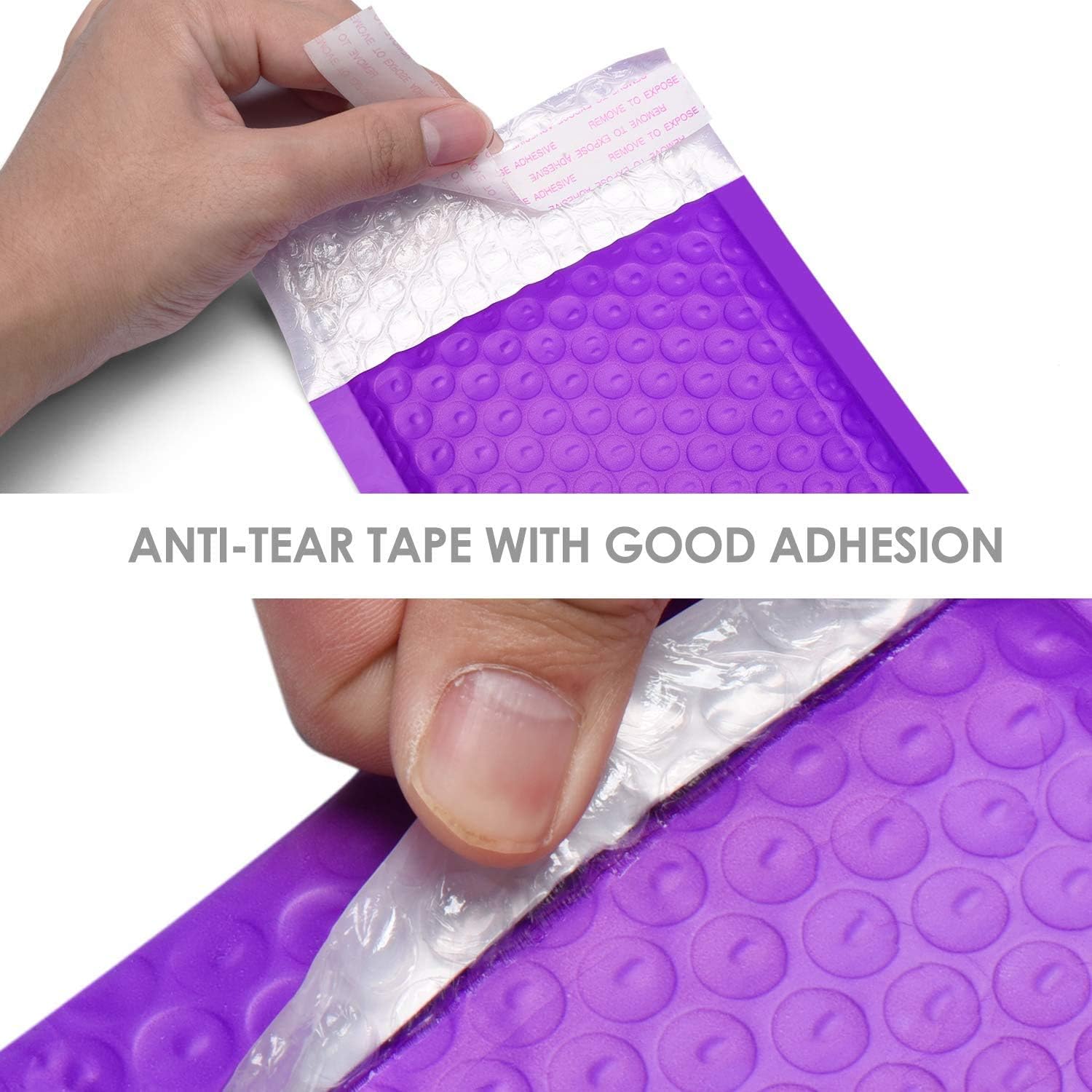 Switory 50pcs 10.2x17.7cm Poly Bubble Mailers 4x7 Inch Padded Envelopes #000 Bubble Lined Poly Mailer Self Seal Purple - Image 4