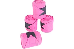 SIE EQUESTRIAN Horse Leg Bandage/Horse Leg wrap (Set of 4) Red, Blue, Navy Blue, Black, Pink, and White (Pink)
