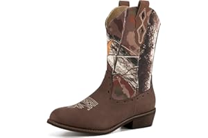 Rollda Kids Cowboy Boots Western Round Toe Cowgirl Boots for Boys Girls Toddler/Little Kid/Big Kid