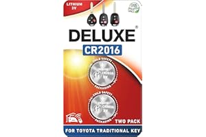 DELUXE BATTERIES Key Fob Replacement Batteries for Toyota Traditional Key (Camry Corolla RAV4 Tacoma 4Runner Highlander Tundra Yaris Venza Prius c Avalon) Remote Head (Pack of 2) (Check Fitment Guide)