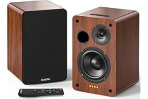 Saiyin Bluetooth Bookshelf Speakers, 40W X 2 Powered TV Speakers with 4 Inch Woofer, Turntable Speakers with Optical/AUX Inpu