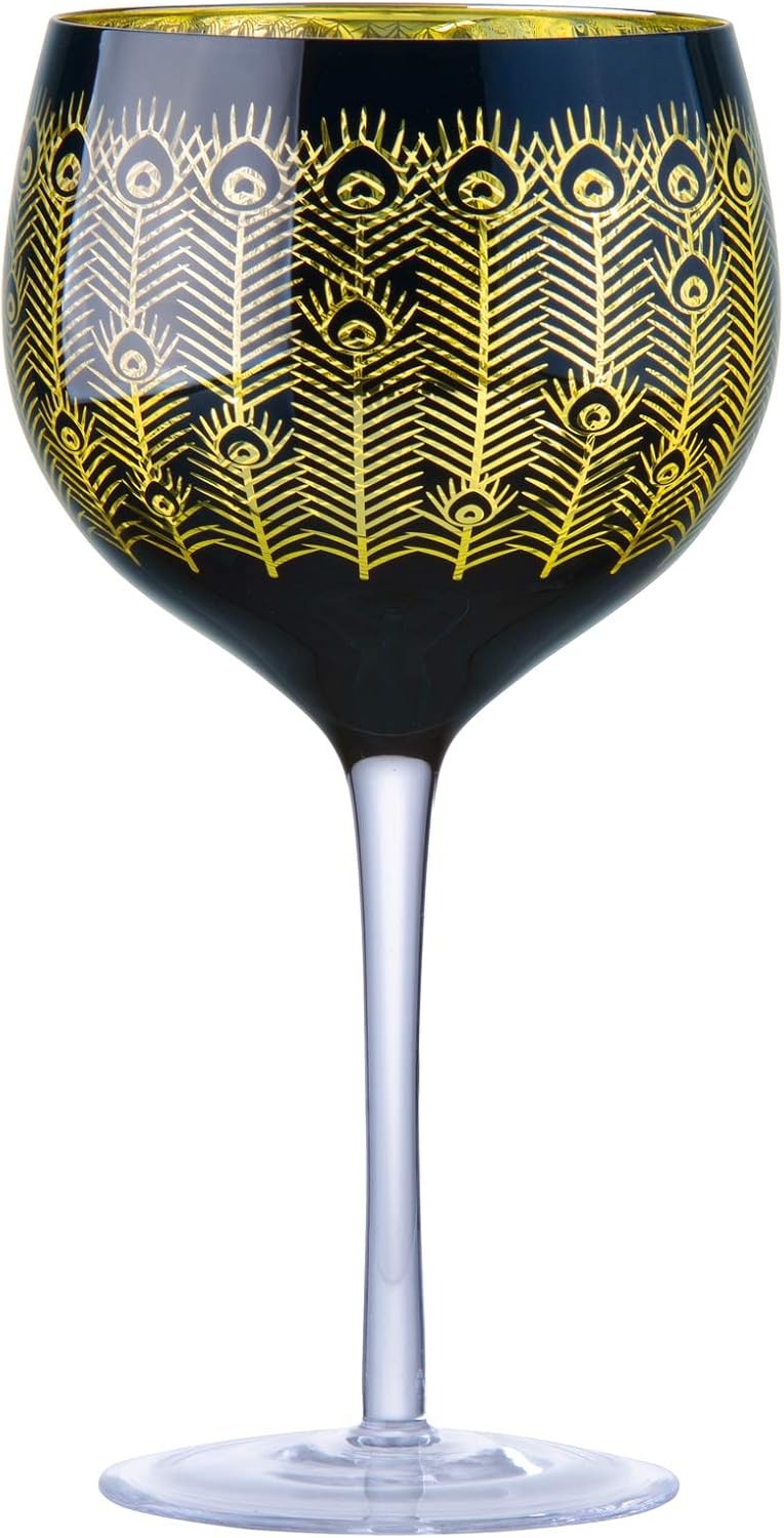 Artland, Midnight Peacock Gin Glasses, Gold & Black, Set of 2-700ml Capacity Per Glass - Image 5