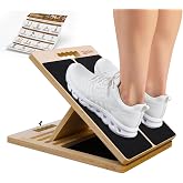 Portable Wooden Slant Board for Calf Stretching with Resistance Bands | 400 Lbs Weight Capacity Incline Board for Calf Stretcher, Calf Stretch Board for Knees Ankle Heel Feet Leg