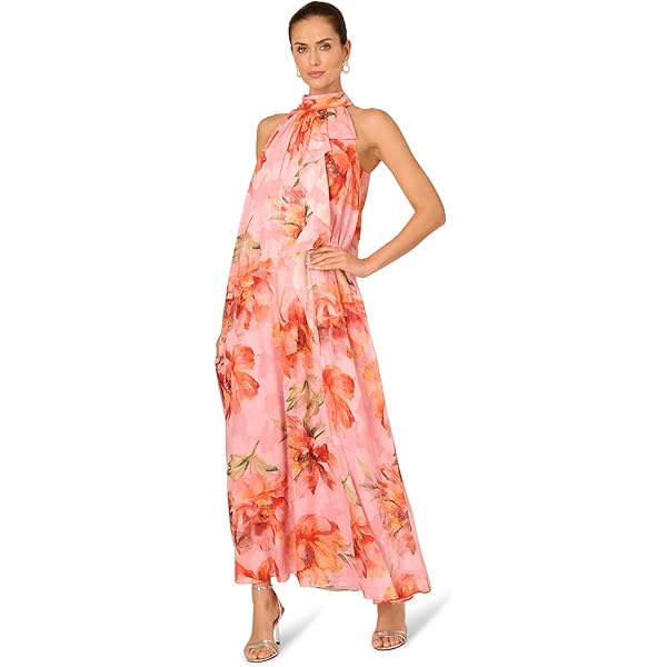 Adrianna Papell Womens Color Block Chiffon Dress, Red Multi, 2 at Amazon  Women's Clothing store