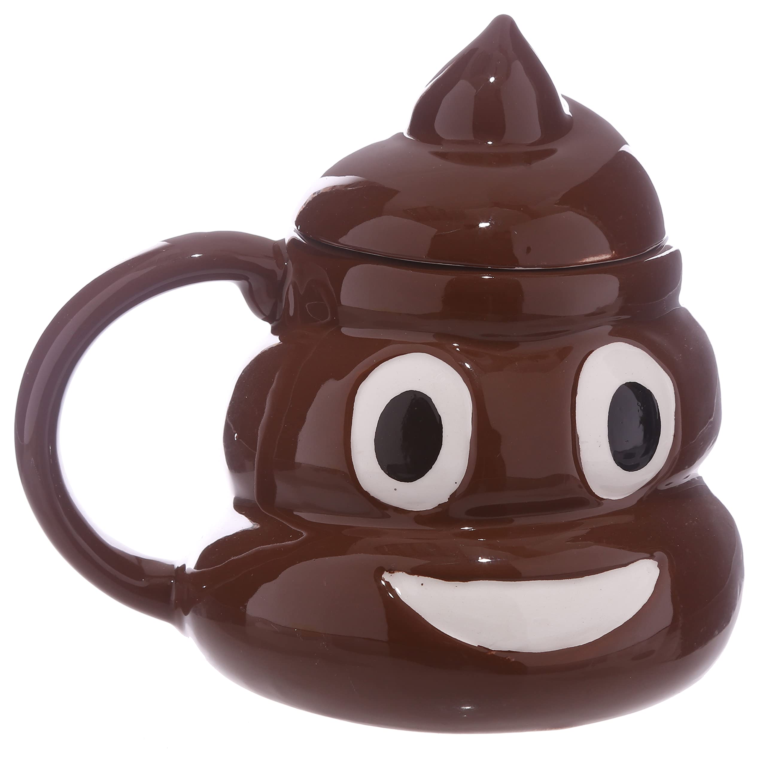 Puckator Emotive Poop Ceramic Shaped Tea Coffee Mug with Lid - Funny Home Accessories - Cute Gifts for Girlfriend - Large Mugs for Men Women Hot Drinks - Cute Cups Presents Secret Santa Gift Cup Set