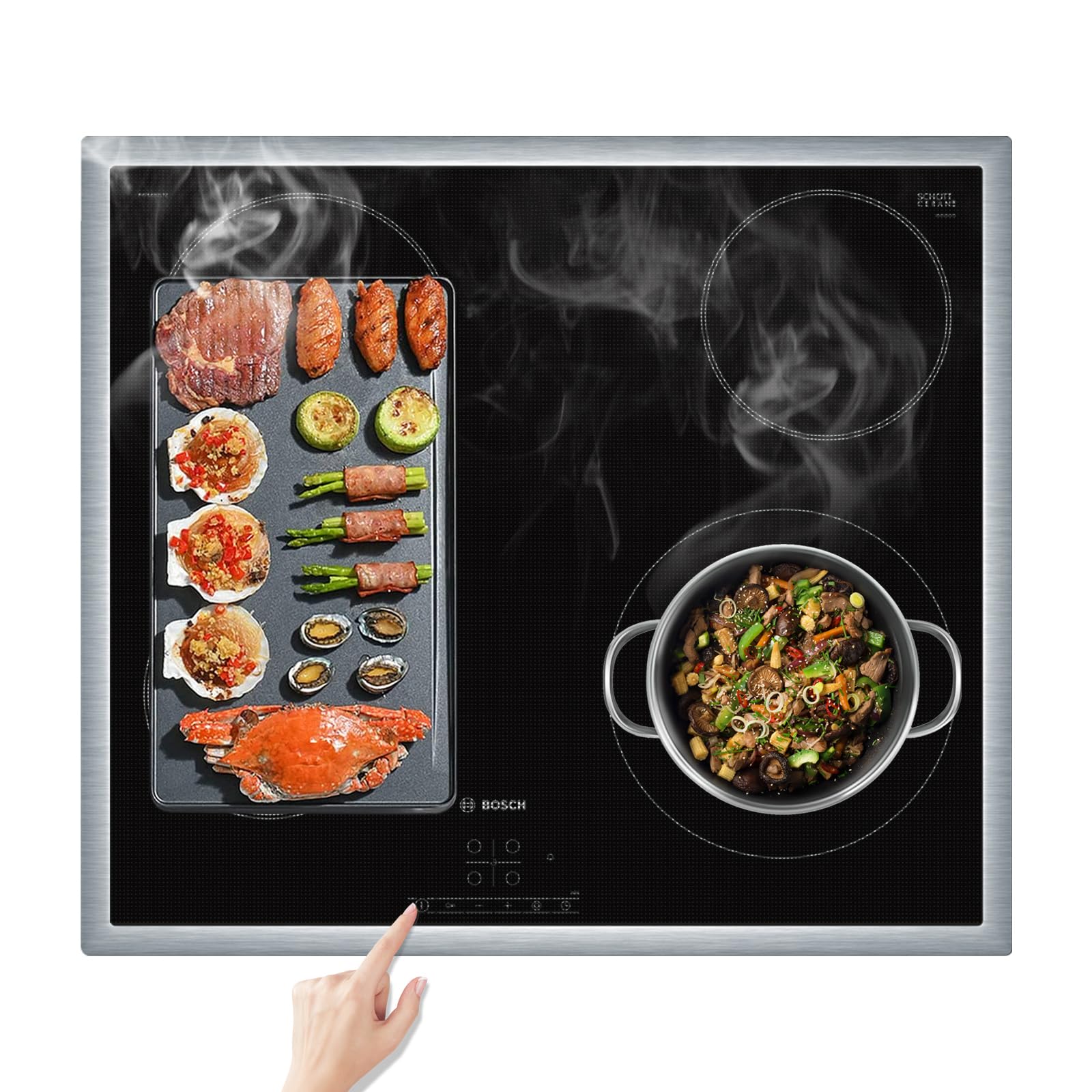 KitchenRaku Large Induction Cooktop Protector Mat, Translucent (Magnetic) Electric Stove Burner Covers Antiscratch as Glass Top Stove Cover or Electric Stove Top (Jet Black, 54x90CM)