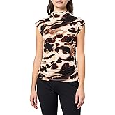 DKNY Womens Sleeveless Mock Neck Jersey Blouse
