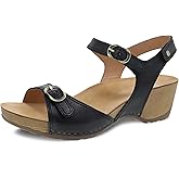 Dansko Tricia Wedge Sandal for Women – Cushioned, Contoured Footbed for All-Day Comfort and Support – Adjustable Hook & Loop Straps with Buckle Detail – Lightweight Rubber Outsole