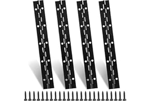 Tenubo 10 Inch Continuous Piano Hinge, Heavy Duty, 4pcs Stainless Steel, 0.04" Thickness, Folding Cabinet Butt Hinge for Boats, Cabinets, Storage Box, Screw Included (Black)