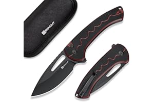 SENCUT Squiggy Pocket Knife, Camping Folding Knife with 3.89'' 9Cr18MoV Blade & G10 Handle, Reversible Clip for EDC Hiking S24082A-3 (Burgundy/Black)