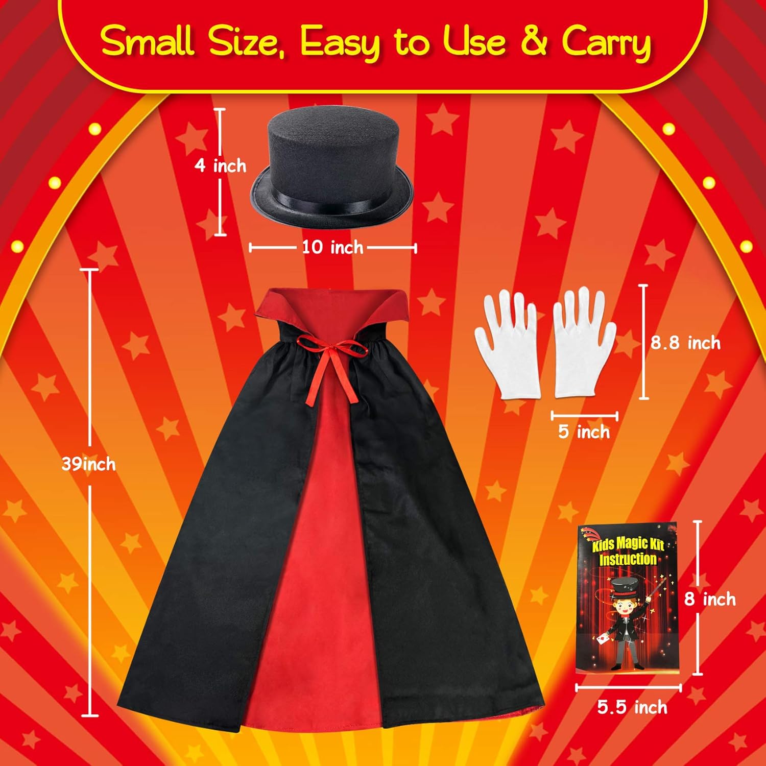 Heyzeibo Magic Tricks Set for Kids - Cosplay Costume Dress & Magic Props, Top Hat, Fancy Dress & More, Age 5+ - Image 5