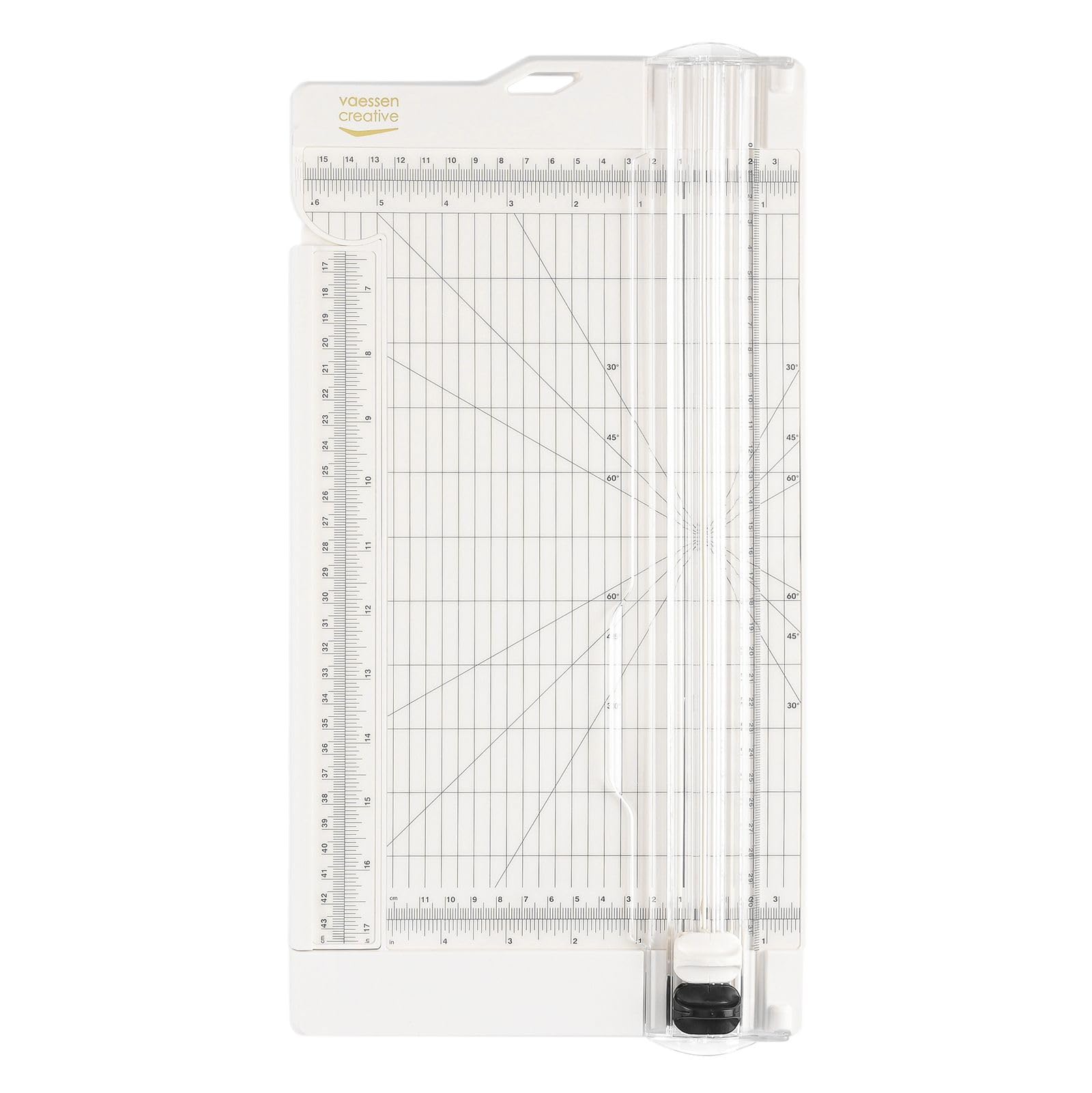 Vaessen Creative 2207-108 Papierschneider/Rollenschneider, Schneide und Falzklinge, Schneidemaschine A3, A4, Plastik, weiß, 30.5 x 15.2 x 2 cm, Metal, White, 15,2 x 30,5 cm